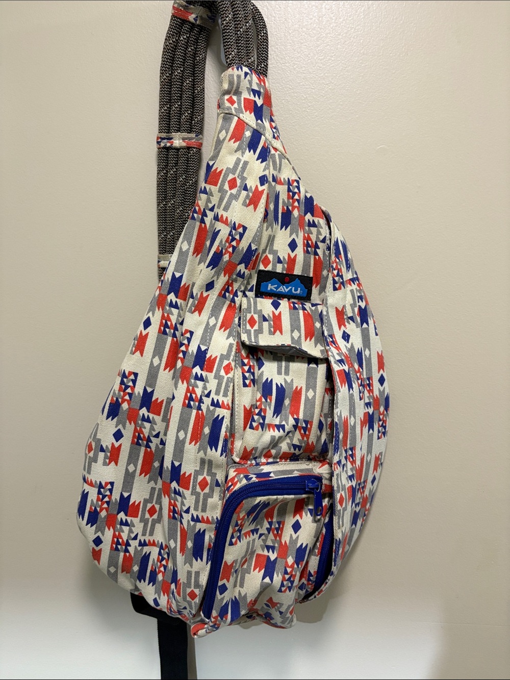 Kavu Red, Blue & Gray Patterned Sling Pack
